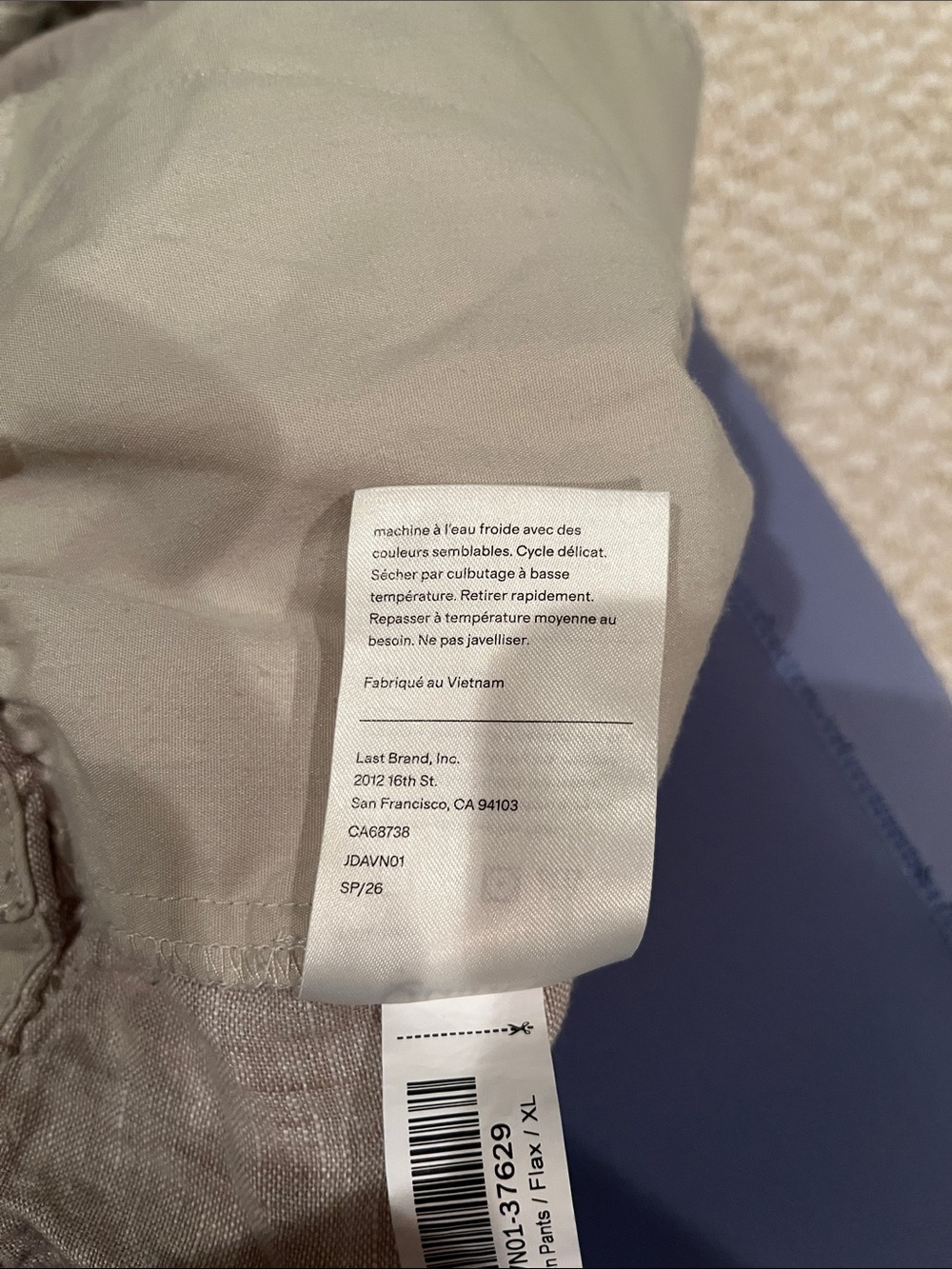 Quince Neutral Taupe Linen-Blend Pull-On Pants - Picture 4 of 4